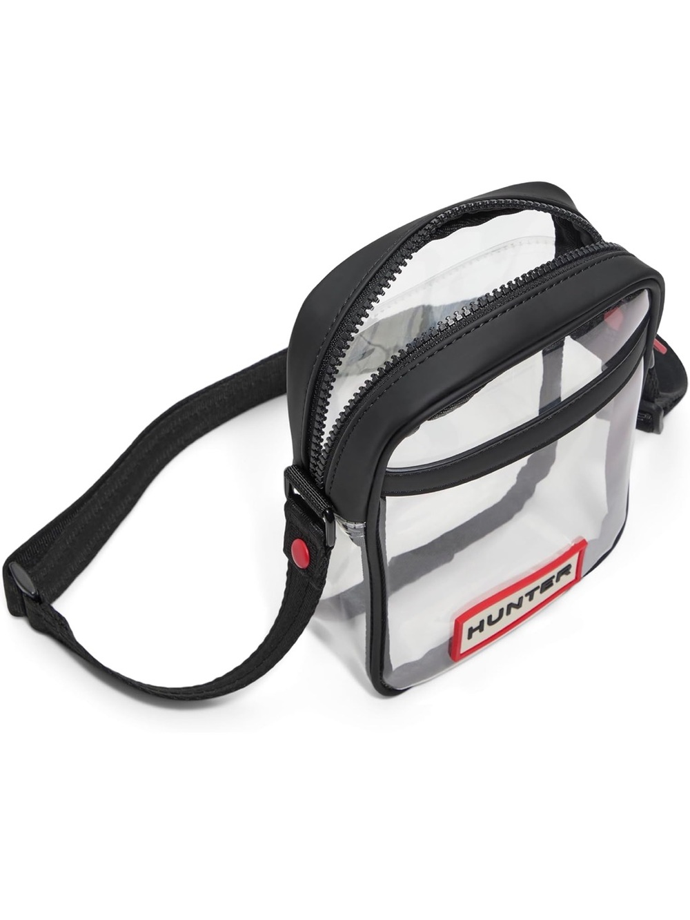Hunter Clear Crossbody Transfer Bag with Black Trim and Red Logo Accent - Picture 2 of 7